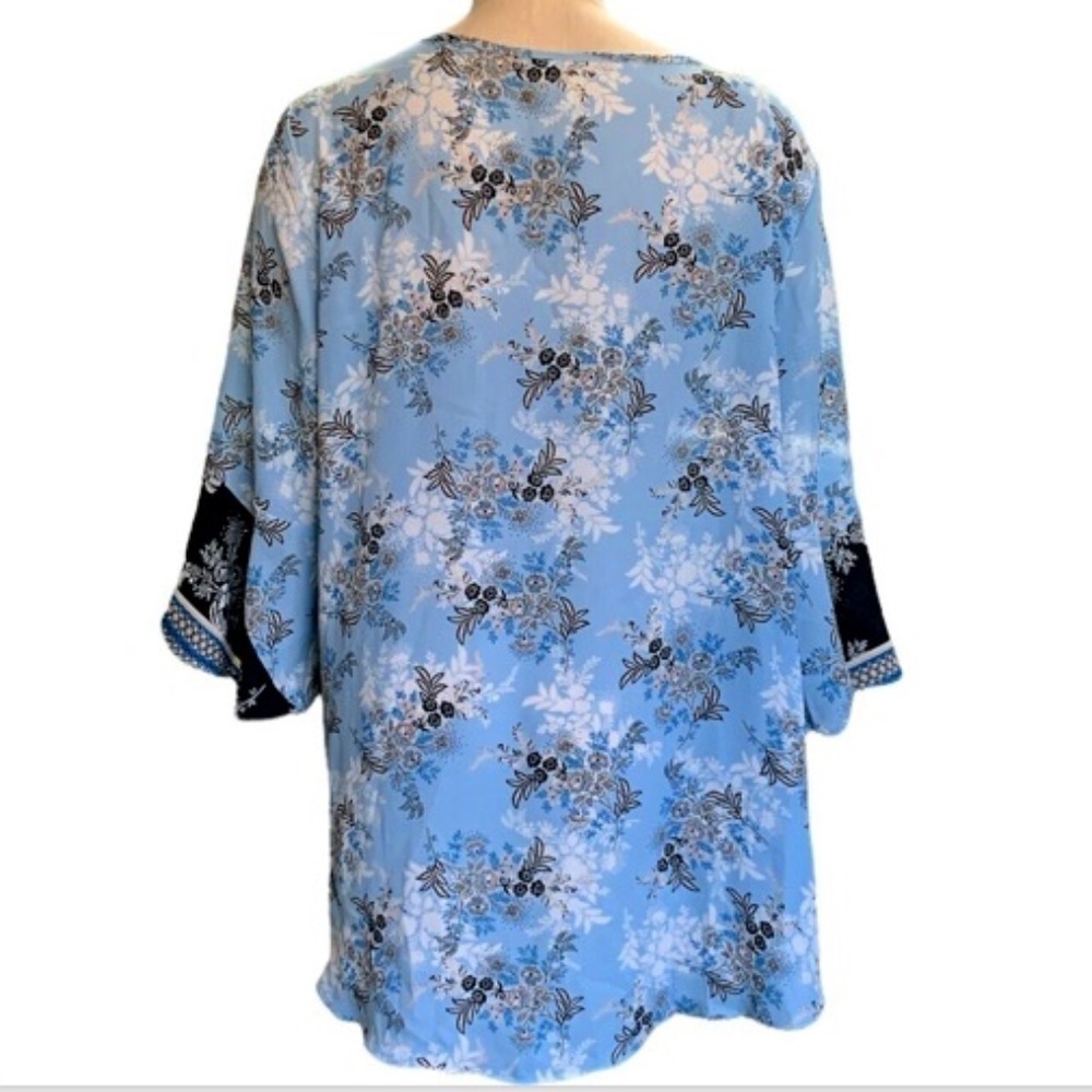 C EST. 1946 Bell Sleeve Floral Peasant Top Plus Sz 18/20W Blue BOHO #257J - Picture 4 of 8